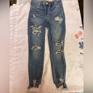 American Eagle Outfitters Ripped Blue Skinny Jeans